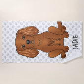 Serviette De Plage Carlin Cavalier King Charles Spaniel & Nom (Devant)