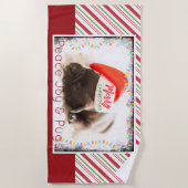 Serviette De Plage Carlin festif dans le chapeau de Noël rouge avec l (Devant)