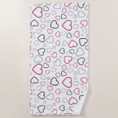Serviette De Plage Carmin Red Grey Happy Hearts motif (Devant)