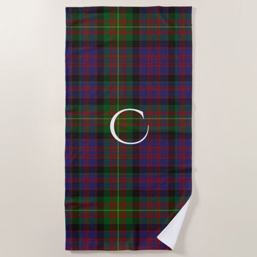 Serviette De Plage Carnegie Clan Tartan Plaid Monogram Beach Towne (Devant)
