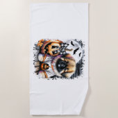 Serviette De Plage Carré d'Halloween Chien Pekingese (Devant)