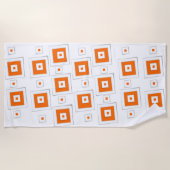 Serviette de plage carré orange et blanc de printe (Devant)