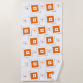 Serviette de plage carré orange et blanc de printe (Devant)