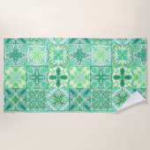 Serviette De Plage Carreaux décorés en vert et blanc (Devant)