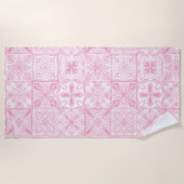 Serviette De Plage Carreaux ornés en rose (Devant)