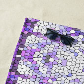 Serviette De Plage Carreaux violets - mosaïque, style grec, (En situation)
