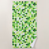 Serviette De Plage Carrelage de piscine, Carrelage en mosaïque verte, (Devant)