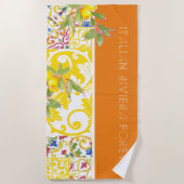 Serviette De Plage Carrelage italien couleur tendance Majolica (Devant)
