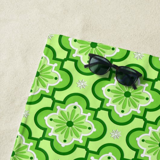 Serviette De Plage Carrelage marocain, Lime Green (En situation)