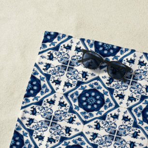 Serviette De Plage Carrelage méditerranéen, Portugais, Azulejo, Majol