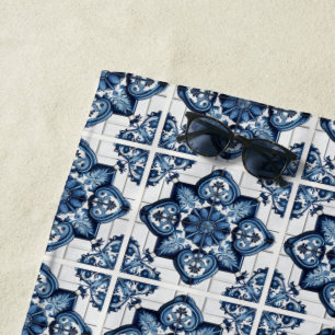 Serviette De Plage Carrelage méditerranéen, Portugais, Azulejo, Majol