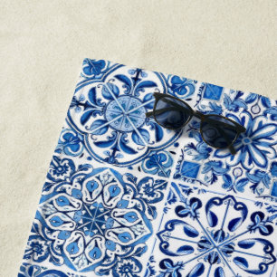Serviette De Plage Carrelage méditerranéen, Portugais, Azulejo, Majol