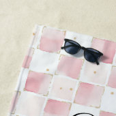 Serviette De Plage Carrés de la ceinture rose léopard (En situation)