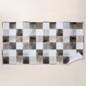 Serviette De Plage Carrés Noir Blanc Marron (Devant)