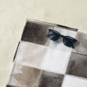 Serviette De Plage Carrés Noir Blanc Marron (En situation)