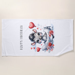 Serviette De Plage Carte d'anniversaire Zèbre Avion