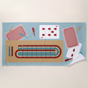 Serviette De Plage Carte de jeu de Cribbage et pièces de lecture