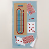 Serviette De Plage Carte de jeu de Cribbage et pièces de lecture (Devant)