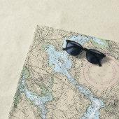 Serviette De Plage Carte de la baie Frenchman et de l'île Mount Deser (En situation)