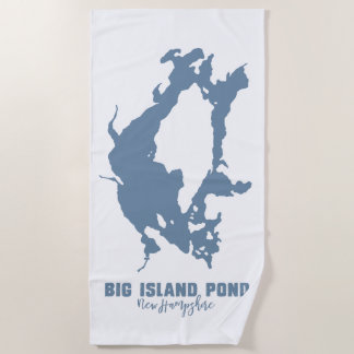 Serviette De Plage Carte de la silhouette du lac Big Island Pond New 