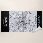 Serviette De Plage Carte de la ville de Long Beach + Votre emplacemen (Devant)