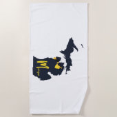 Serviette De Plage Carte de l'état de l'Université du Michigan Bleu e (Devant)