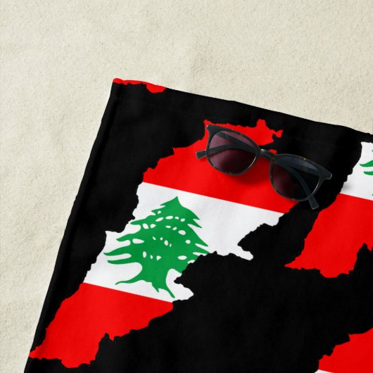 Serviette De Plage Carte du Liban avec drapeau (En situation)