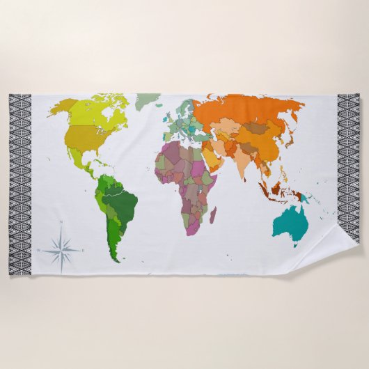 Serviette De Plage Carte du monde (Devant)