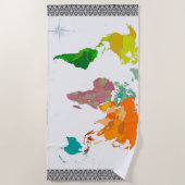 Serviette De Plage Carte du monde (Devant)