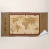 Serviette De Plage Carte du monde - Ajouter votre nom - (Devant)