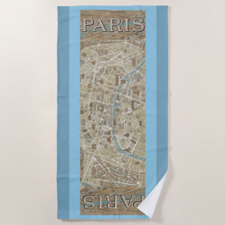 Serviette De Plage Carte du Paris antique France La Seine