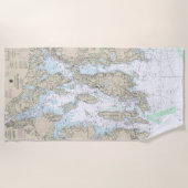 Serviette De Plage Carte marine de la baie Narragansett 13221 (Devant)