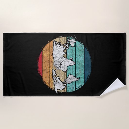 Serviette De Plage Carte Retro World (Devant)