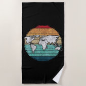 Serviette De Plage Carte Retro World (Devant)