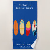 Serviette De Plage Carte Surf Bleu Soirée de Mariage Favoriser Person (Devant)