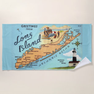 Serviette De Plage Carte vintage de Long Island