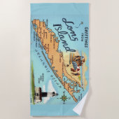 Serviette De Plage Carte vintage de Long Island (Devant)