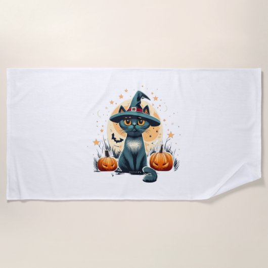 Serviette De Plage Cartes graphiques pour chat entourées de 1 (Devant)