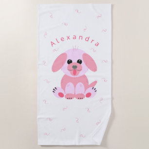 Serviette De Plage Carton rose pâle de Chien mignon
