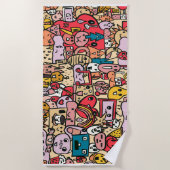 Serviette De Plage Cartoon Caracter mains dessinées Toss Motif enfant (Devant)