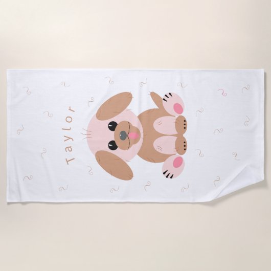 Serviette De Plage Cartoon de Chien Chien Coquelicot Personnalisé Neu (Devant)