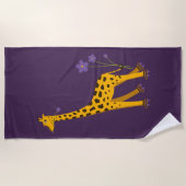 Serviette De Plage Cartoon de patinage amusant Giraffe (Devant)