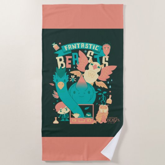 Serviette De Plage Cartoon Fantastic Beasts With Newt Scamander (Devant)