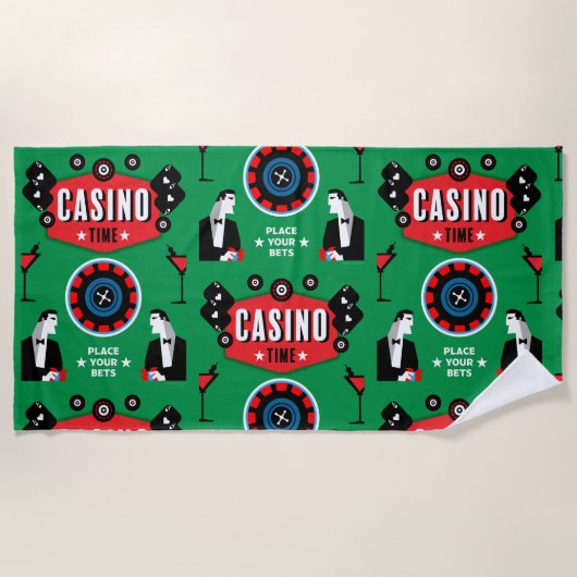 Serviette De Plage Casino Gambling Poker Roulette (Devant)