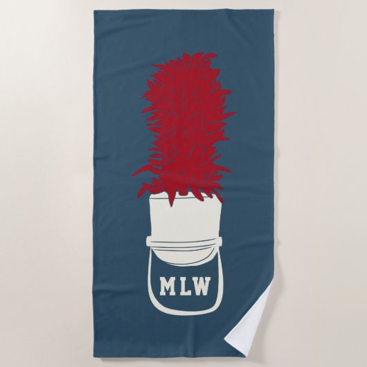 Serviette De Plage Casquette de bande de marquage avec plumes Monogra (Devant)