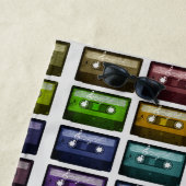 SERVIETTE DE PLAGE CASSETTE TAPES RETRO MUSIQUE AMOUR (En situation)