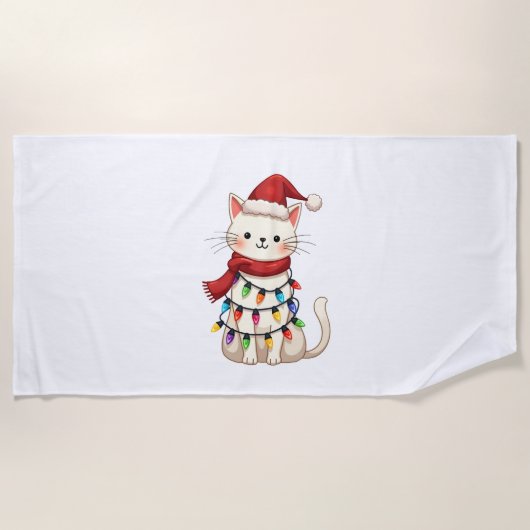 Serviette De Plage Cat Christmas Tree Christmas (3) (Devant)