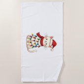 Serviette De Plage Cat Christmas Tree Christmas (3) (Devant)