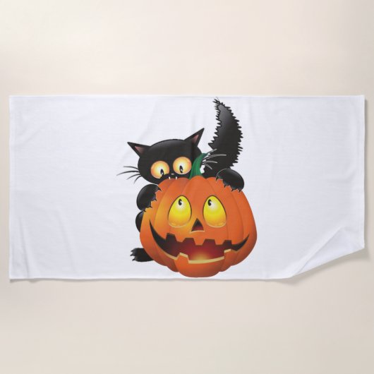 SERVIETTE DE PLAGE CAT HALLOWEEN (Devant)