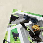 Serviette De Plage Cat Noir & Motif Plagg (En situation)